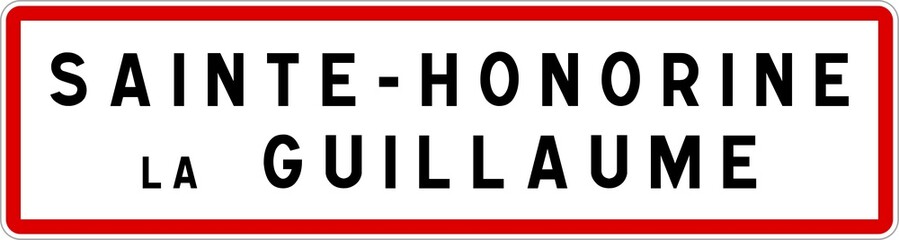 Obraz premium Panneau entrée ville agglomération Sainte-Honorine-la-Guillaume / Town entrance sign Sainte-Honorine-la-Guillaume