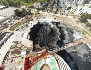 Acre, Israel - April 11 2022:  after a Bahai construction site caught fire and burned for hours on 8.4.22