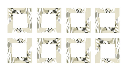 Trendy abstract square templates with floral and geometric elements. Suitable for social media posts, mobile applications, banner design, trendy backgrounds. floral backgroun