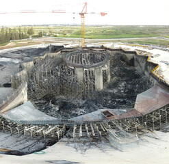 Acre, Israel - April 11 2022:  after a Bahai construction site caught fire and burned for hours on 8.4.22