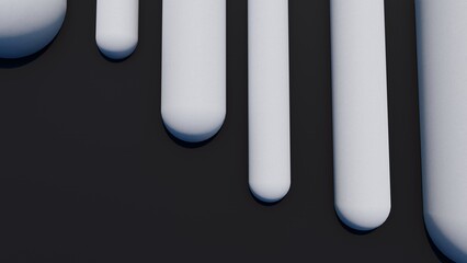 Abstract background pattern of white shapes on black surface 3d render