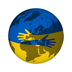 Earth map Ukraine hug