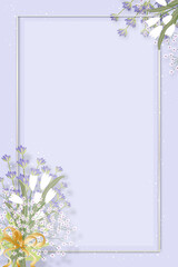 Spring background with lilac lavender, white tulip flower bouquet on purple wall background,Vector illustration invitation card flora,Vertical backdrop for Holiday banner on Springtime, Summer Sale