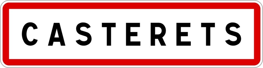 Panneau entrée ville agglomération Casterets / Town entrance sign Casterets