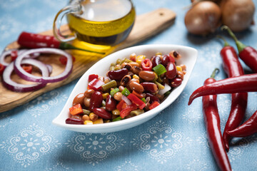Mixed bean salad, healthy vegetarian meal