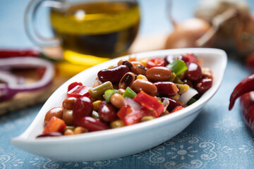 Mixed bean salad, healthy vegetarian meal