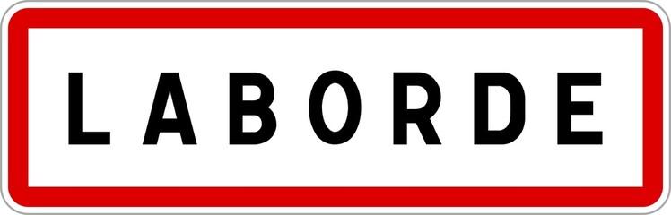 Panneau entr&eacute;e ville agglom&eacute;ration Laborde / Town entrance sign Laborde