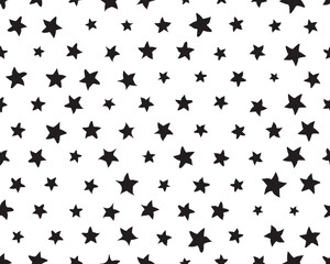 Seamless pattern with black stars on a white background	