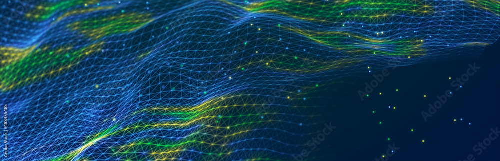 Aufkleber abstract illustration with connected dots and lines. digital network background. the concept of scie