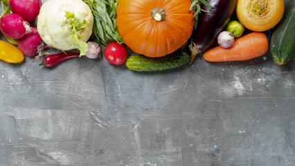 Set of vegetables on dark background.