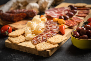 Charcutierie board with various cold cuts
