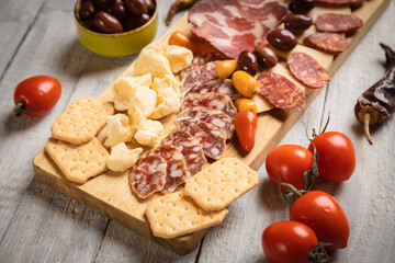 Fototapeta na wymiar Charcutierie board with various cold cuts