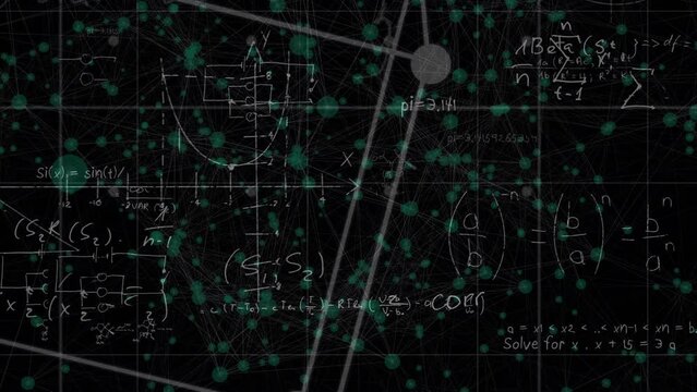 Animation of network of connections with equations and data processing