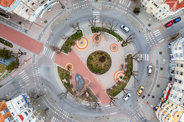 Aerial view of circuit road and buildings in Varna city, Bulgaria