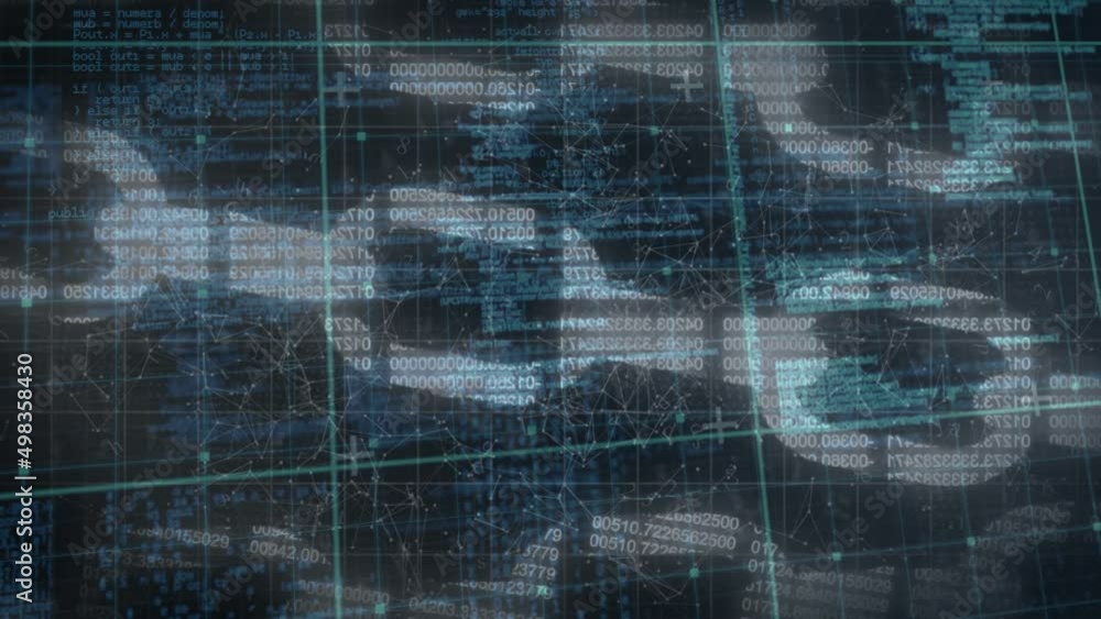 Poster animation of digital data processing over grid and online security chain