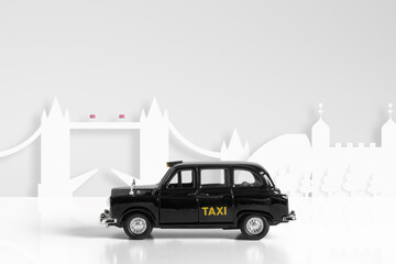 Black Model taxi & London skyline concept