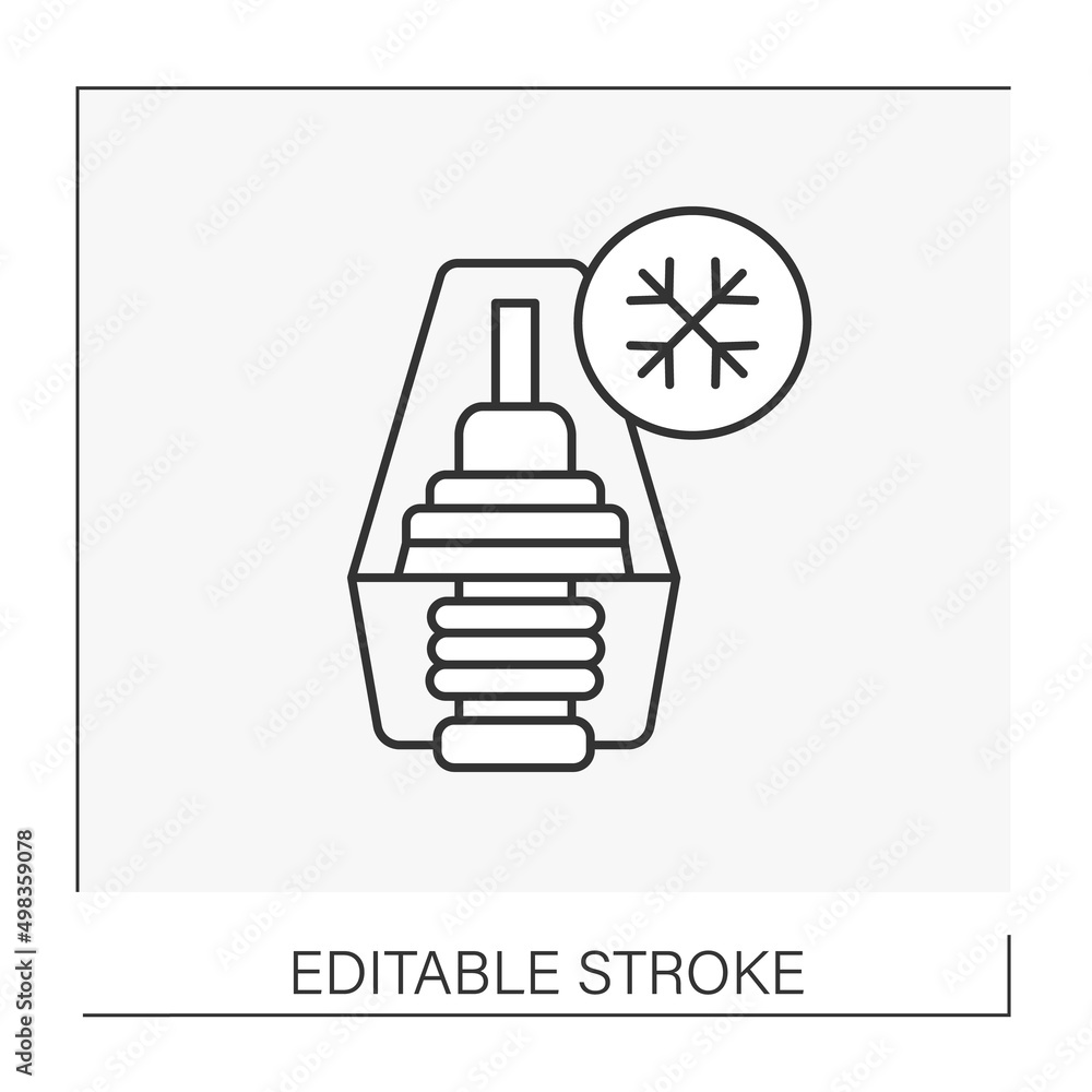 Poster inspections line icon. thermostat replacement. automatically regulate temperature. air conditioner i