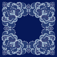 Lace square decoration frame. Lace background. Vector illustration