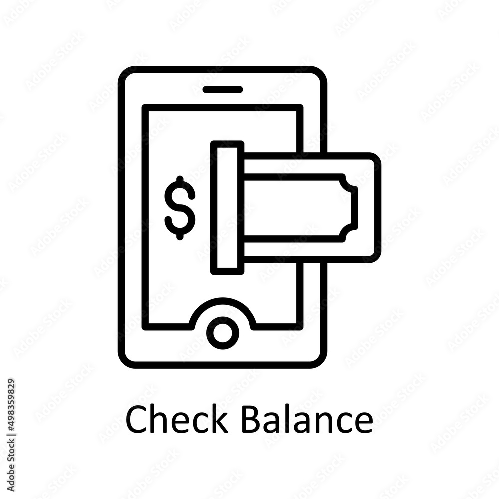 Poster check balance vector outline icon for web isolated on white background eps 10 file