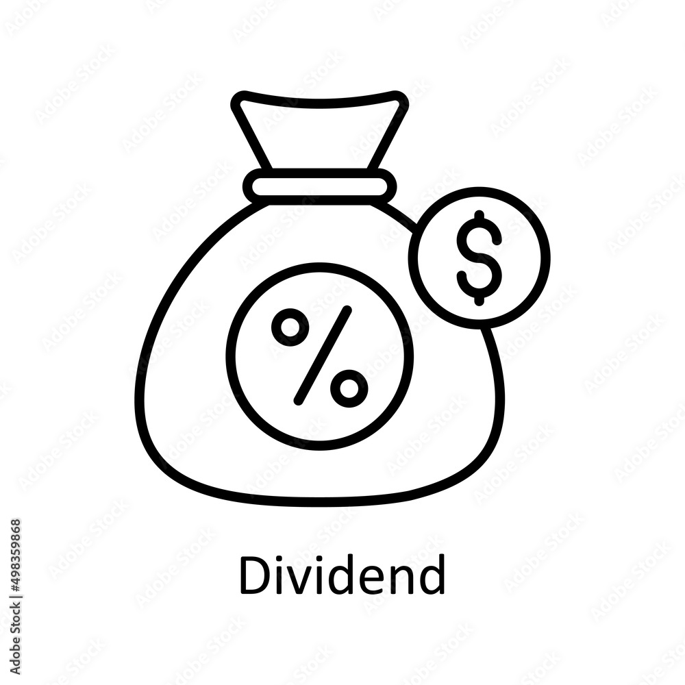 Aufkleber dividend vector outline icon for web isolated on white background eps 10 file