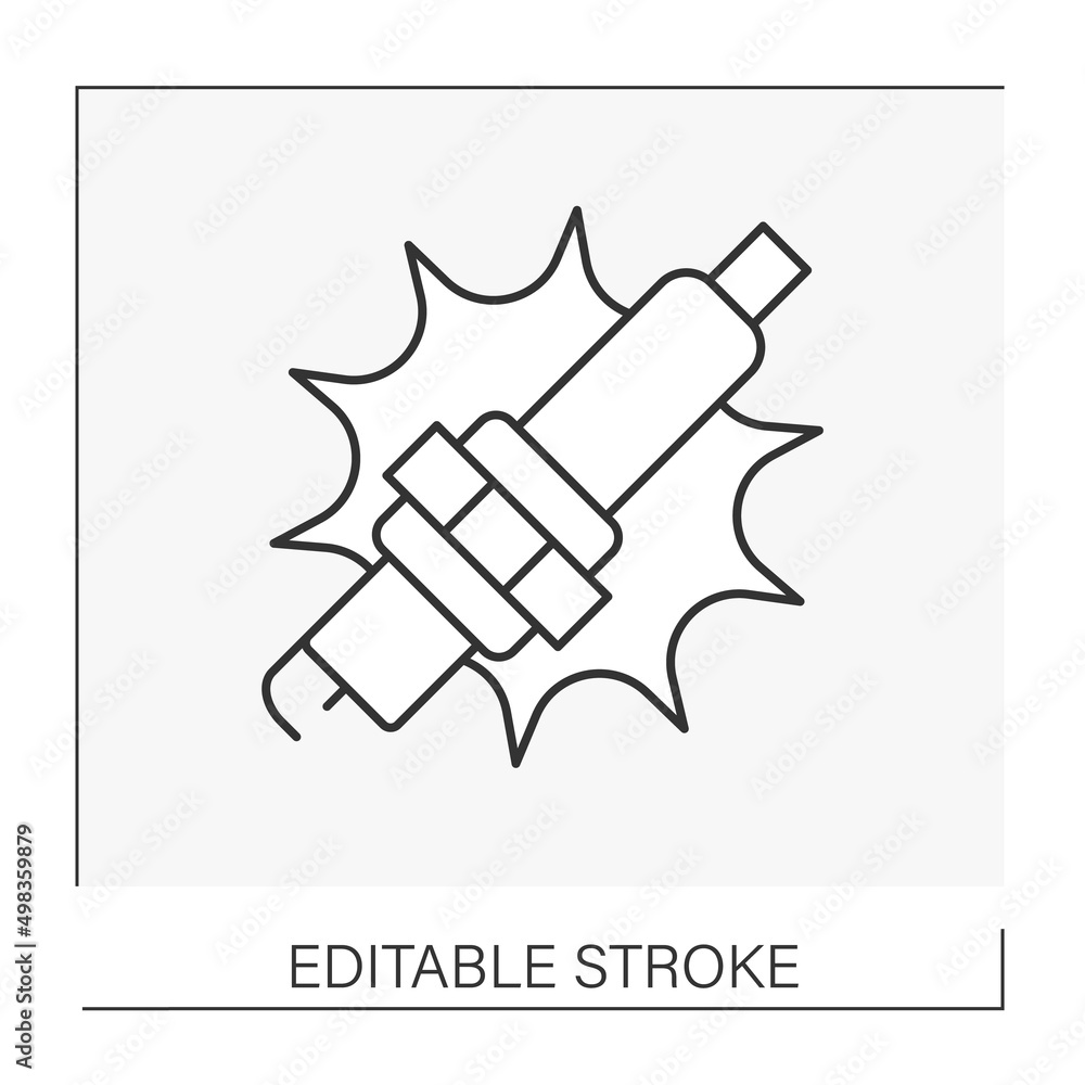 Poster inspections line icon. spark plugs replacement. change spark plugs for internal combustion engine.ca