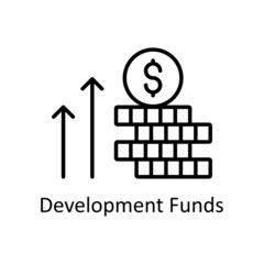 Development Funds vector outline icon for web isolated on white background EPS 10 file