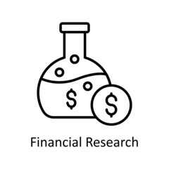 Financial Research vector outline icon for web isolated on white background EPS 10 file