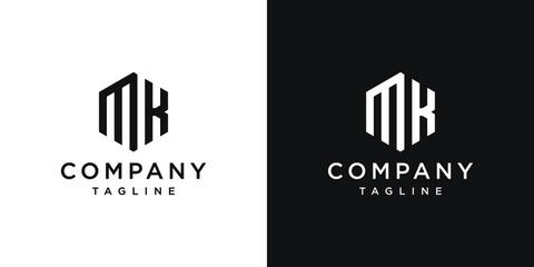 Creative Letter MK Monogram Logo Design Icon Template White and Black Background