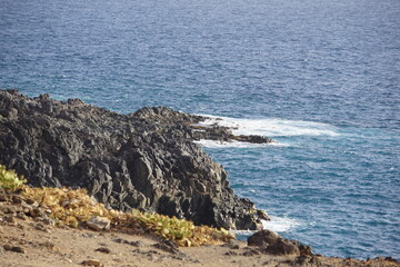 Waves breaking on rocks, coast of Tenerife, March 2022