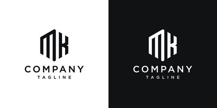 Creative Letter MK Monogram Logo Design Icon Template White and Black Background