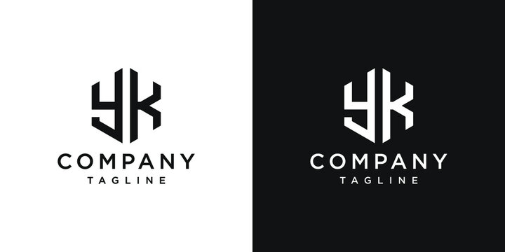 Creative Letter YK Monogram Logo Design Icon Template White and Black Background