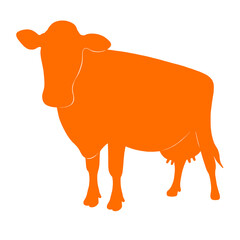 stylized graphic orange cow in full growth