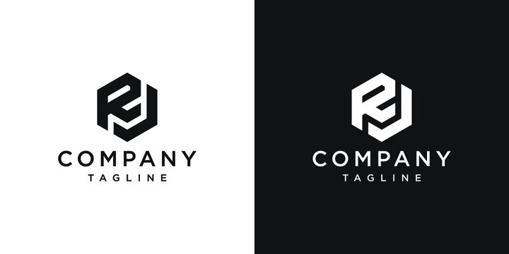 Creative Letter RJ Monogram Logo Design Icon Template White and Black Background