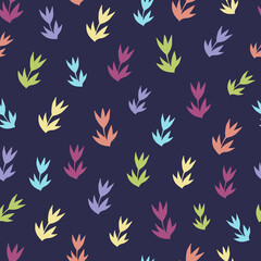 Seamless vector pattern of graphic floral and herbal elements. Background for greeting card, website, printing on fabric, gift wrap, postcard and wallpapers.