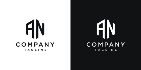 Creative Letter AN Monogram Logo Design Icon Template White and Black Background - obrazy, fototapety, plakaty