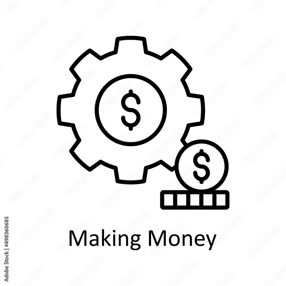 Poster making money vector outline icon for web isolated on white background eps 10 file