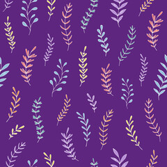 Fototapeta na wymiar Seamless vector pattern of graphic floral and herbal elements. Background for greeting card, website, printing on fabric, gift wrap, postcard and wallpapers.