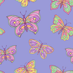 Naklejka na ściany i meble Seamless vector pattern of butterfly. Decoration print for wrapping, wallpaper, fabric, textile. 