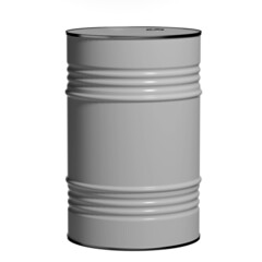 Grey metal barrel for fuel, gasoline, diesel fuel isolated on a white background. 3d illustration
