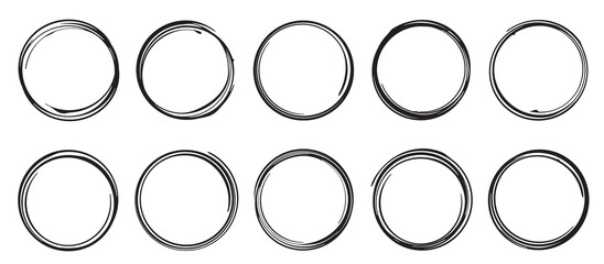 Set of ten grunge style round decors, template for rubber stamp.