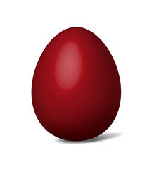 Traditional dark red Easter egg with shadow. Vector illustration for your design.