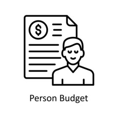 Person Budget vector outline icon for web isolated on white background EPS 10 file
