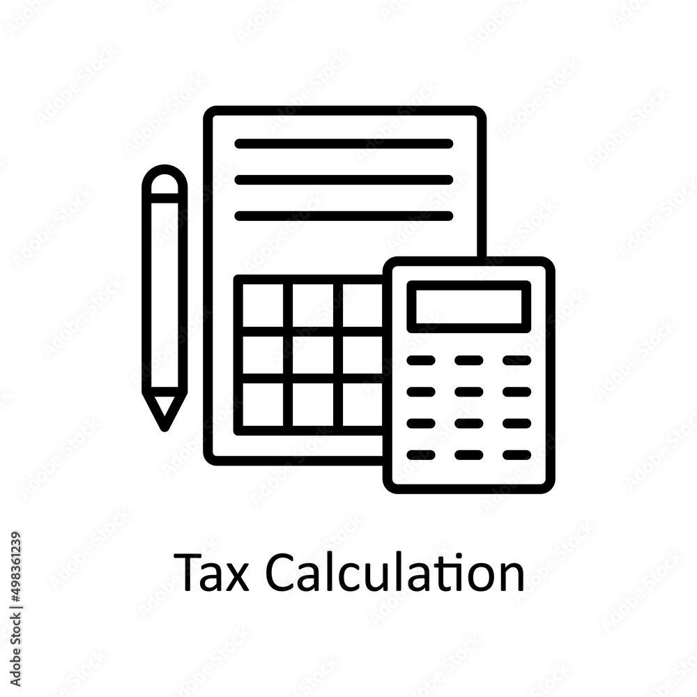 Poster tax calculation vector outline icon for web isolated on white background eps 10 file