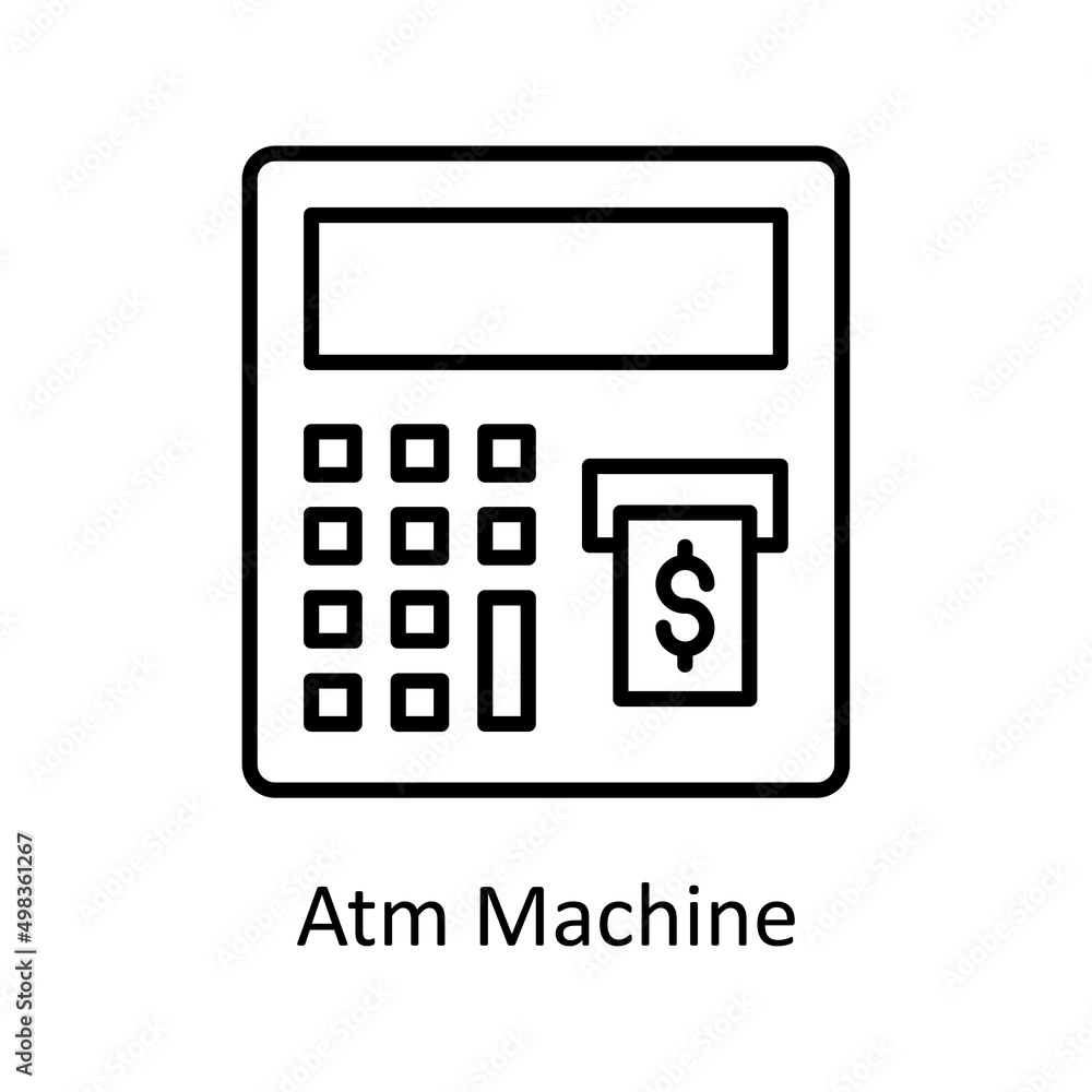 Poster Atm Machine vector outline icon for web isolated on white background EPS 10 file
