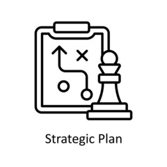 Strategic Plan vector outline icon for web isolated on white background EPS 10 file