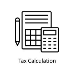 Tax Calculation vector outline icon for web isolated on white background EPS 10 file