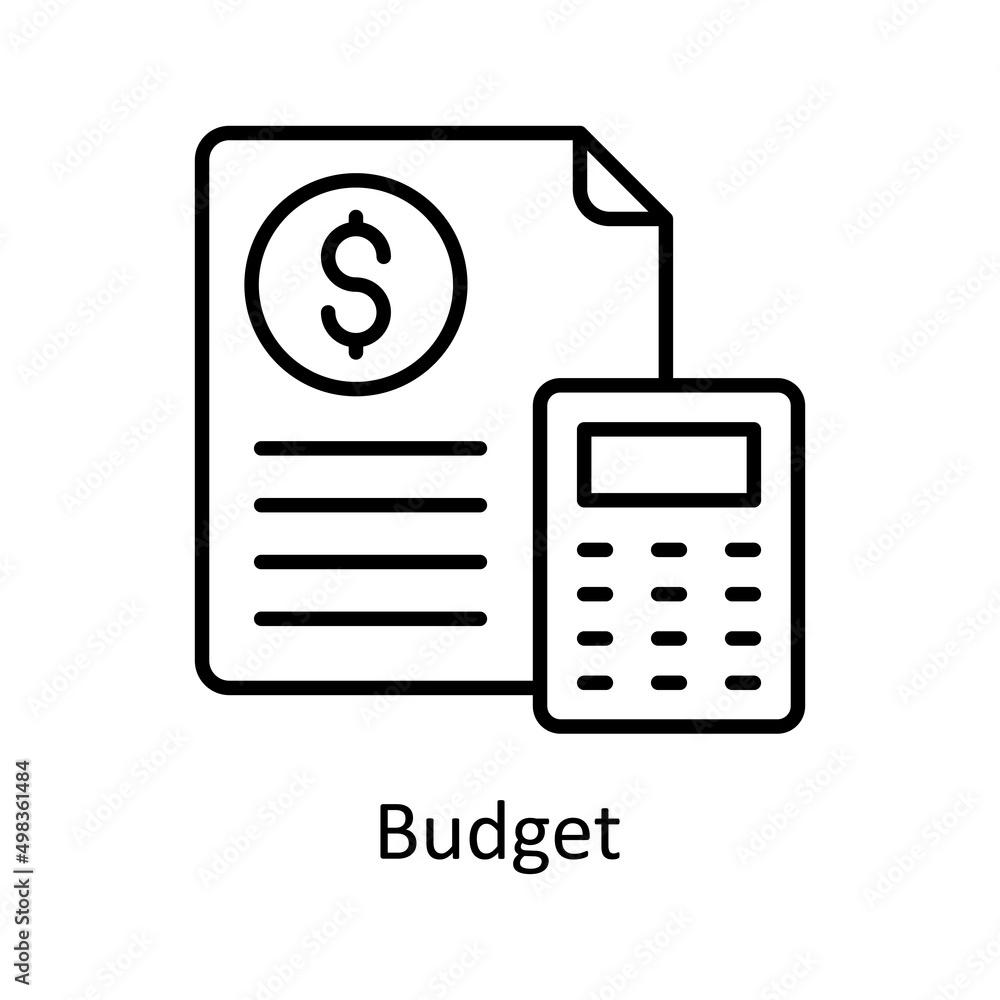 Poster budget vector outline icon for web isolated on white background eps 10 file