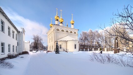 Winter view of Fedorovsky monastery in Gorodets.
