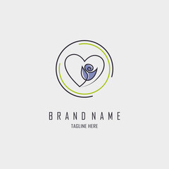 rose flowers love logo line style design template for brand or company and other