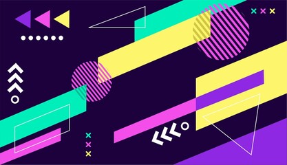 Purple background with colorful shapes vector design